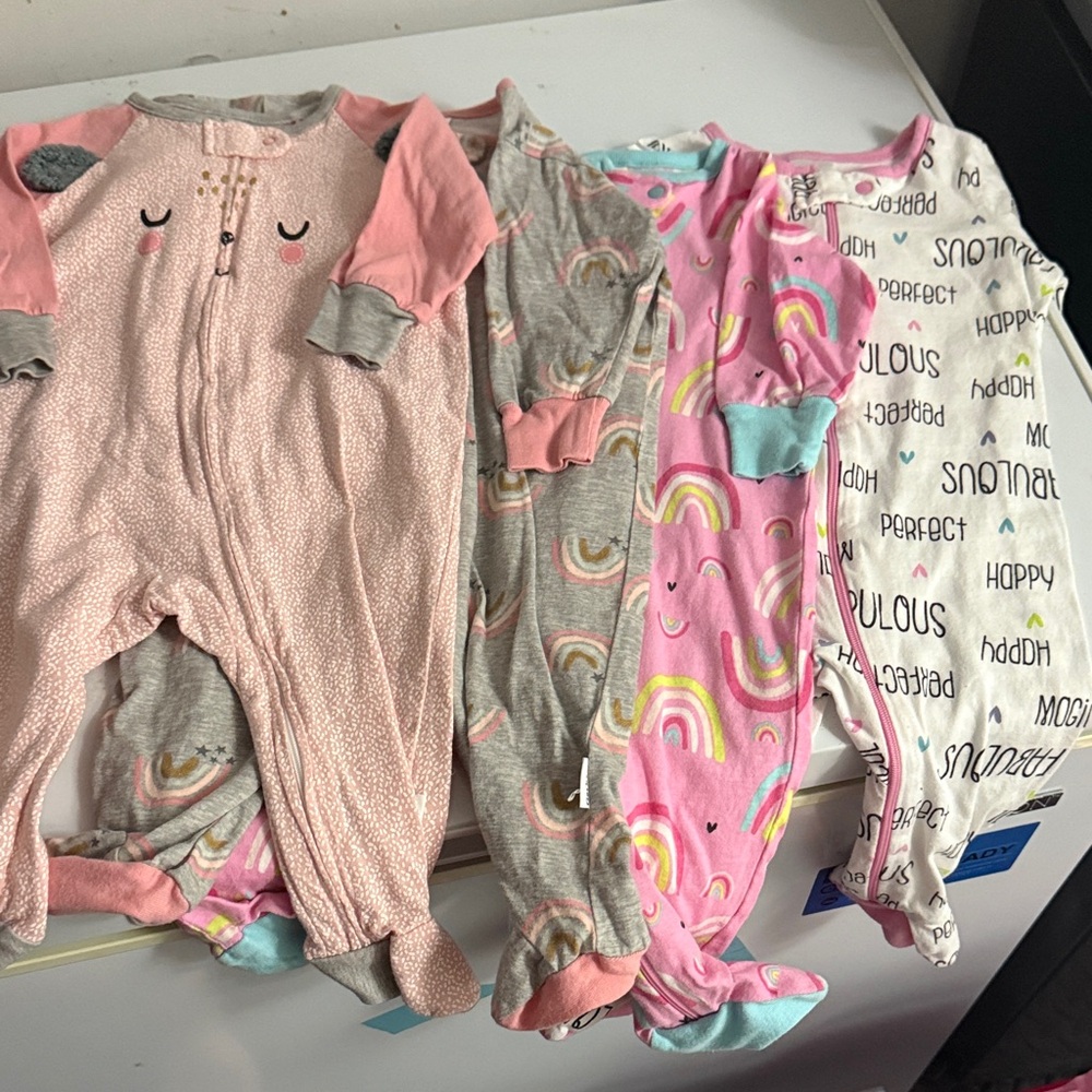 Cozy Kids Footies Set - Pink, Gray, White